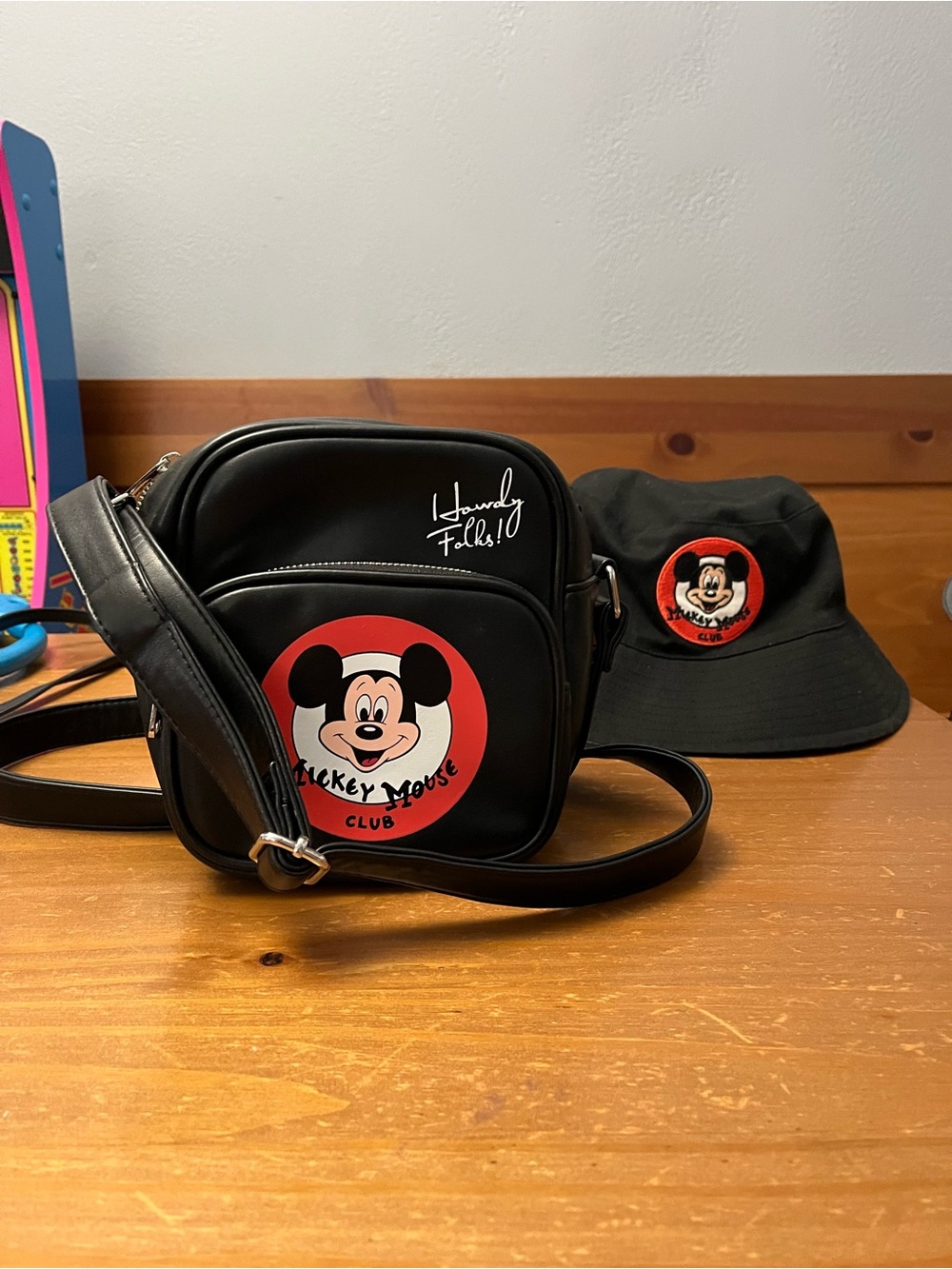 Cakeworthy Mickey Mouse club crossbody/ shoulder bag with bucket hat